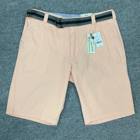 Blu Rock Shorts Mens 38 Peach Cotton Belted Pockets Preppy Golf Chino New - Picture 2 of 11